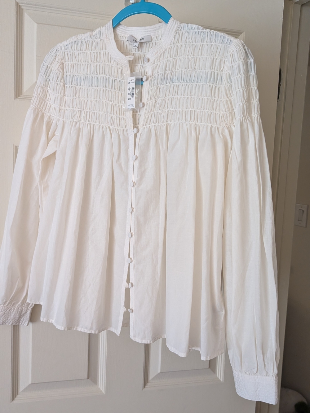 NWT Smocked Top in Cotton-Silk Blend